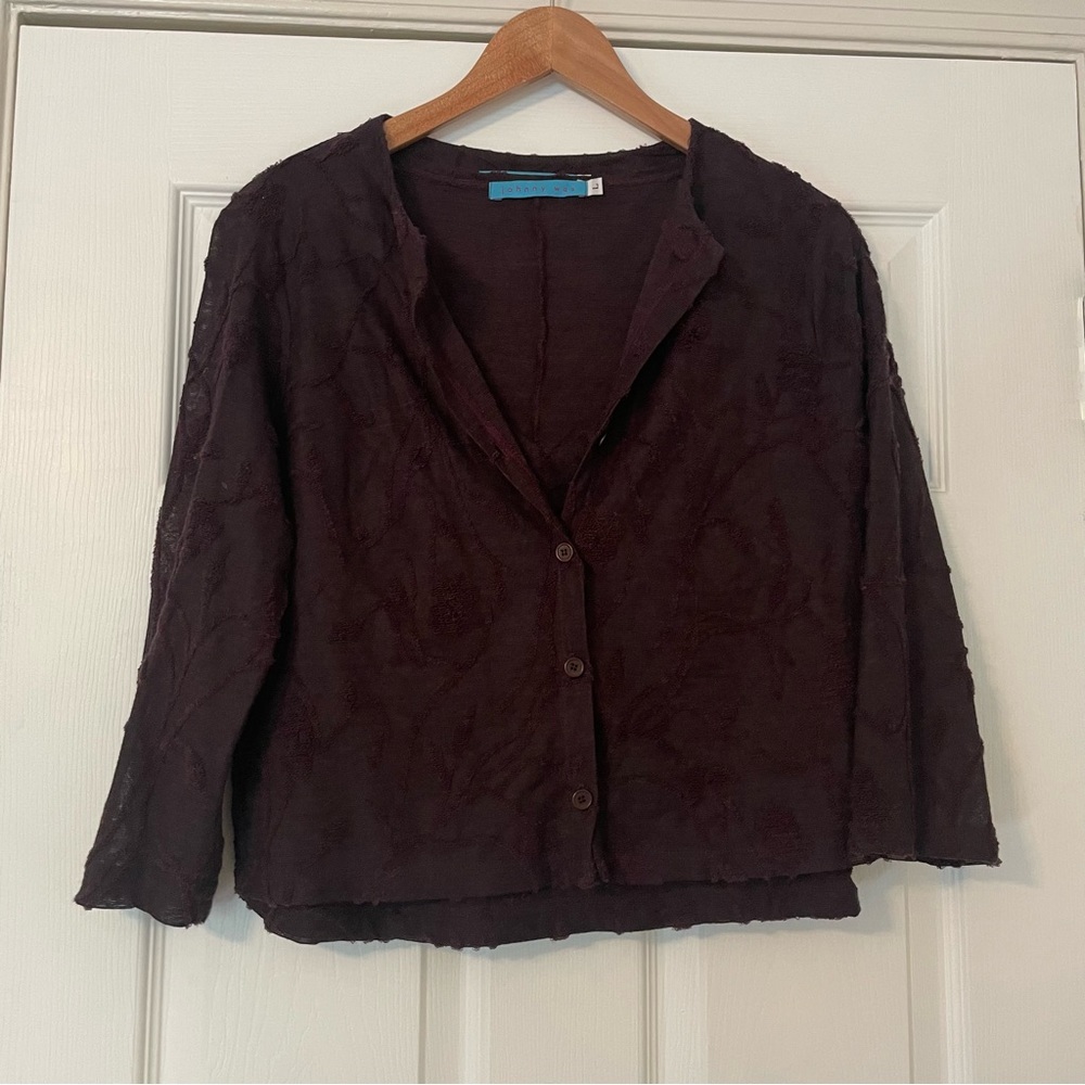 Johnny Was Deep Purple Cardigan & Tank Top Set